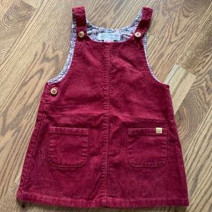 Zara Baby 18-24mo cotton corduroy pinafore dress in burgundy